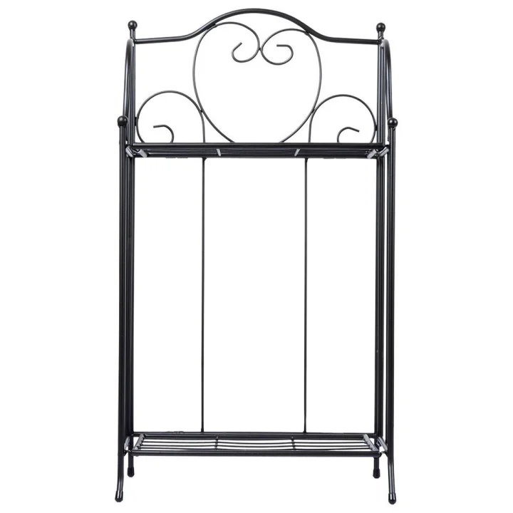 Kwietnik metalowy czarny dwupiętrowy 34,5x18,5x65 cm