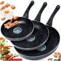 Zestaw patelni granitowy BLACK LINE 3 szt. 20 / 24 / 28 cm