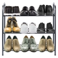 Regał na buty metalowy czarny 3-poziomowy 63x28x60 cm