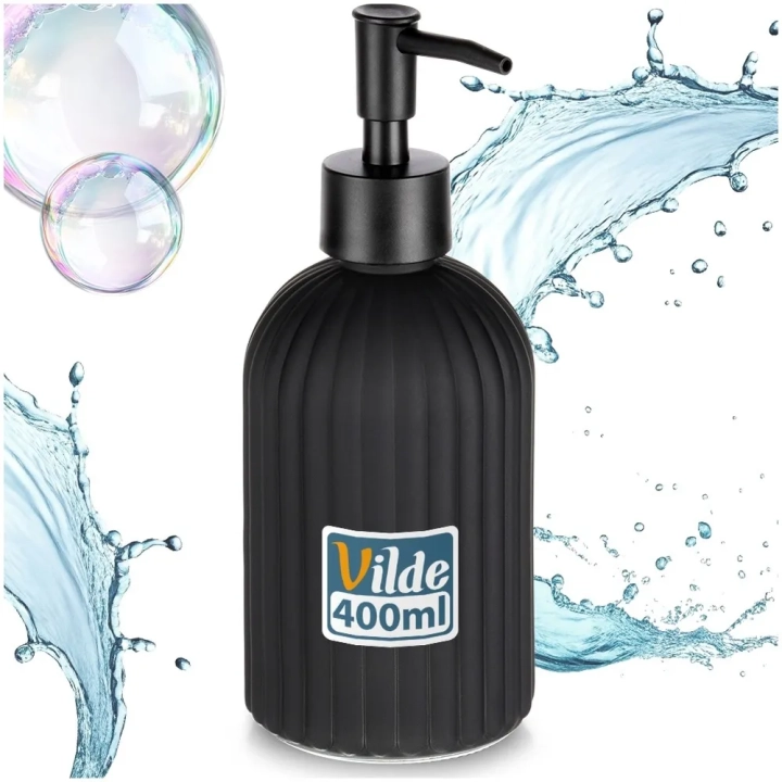 Dozownik do mydła szklany czarny 400 ml