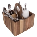 Stojak na sztućce, sosy i przyprawy drewniany WOODEN