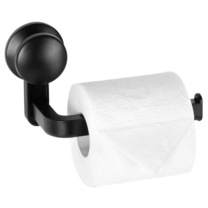 Uchwyt na papier toaletowy na przyssawkę czarny 16,5 cm