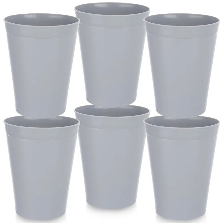 Kubki plastikowe szare SANDY 300 ml 6 szt.