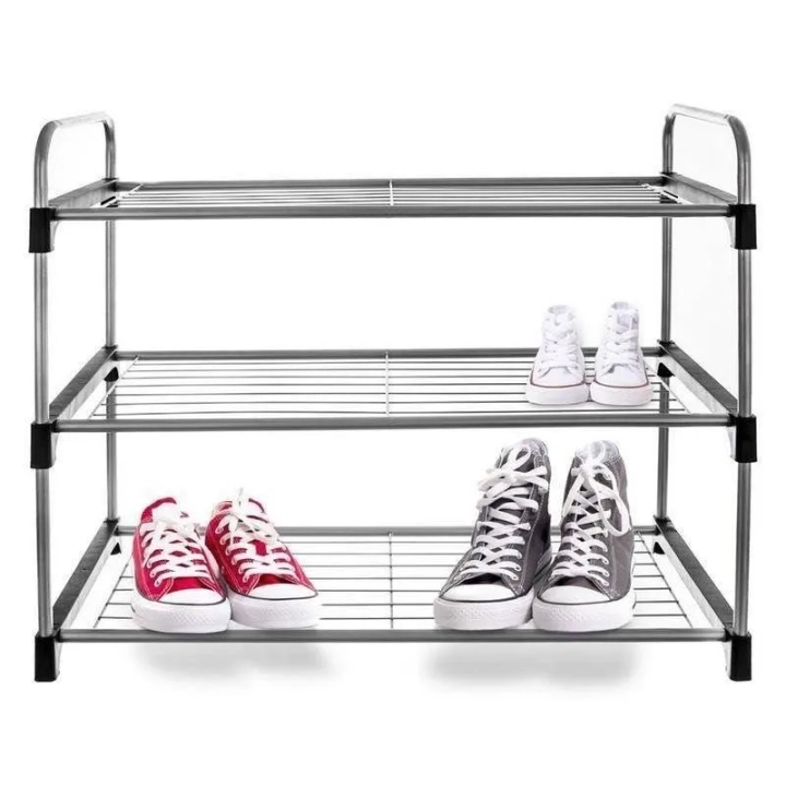 Regał na buty metalowy 3-poziomowy 65,5x30x54 cm
