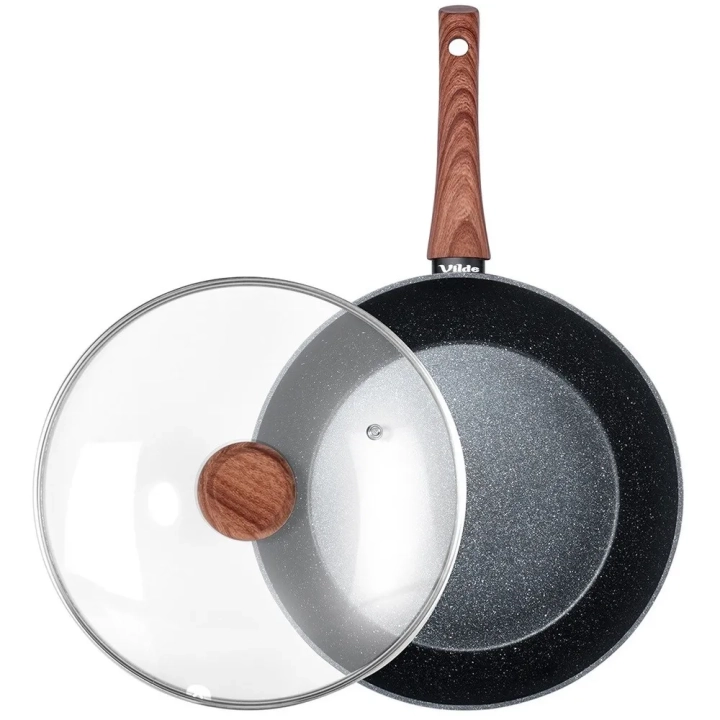 Patelnia granitowa ze szklaną pokrywką BLACK&WOOD 28 cm, 3,5 l
