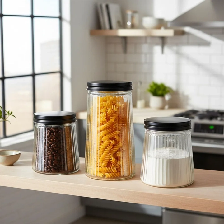 Pojemnik na produkty sypkie szklany z pokrywką 700 ml