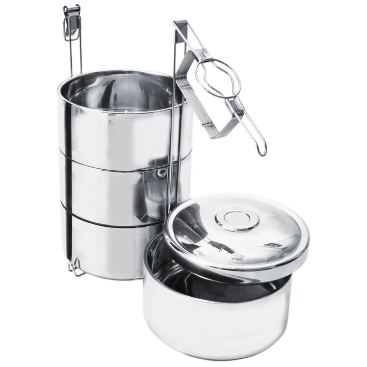 Menażka obiadowa termiczna stalowa 4-poziomowa 4x900 ml
