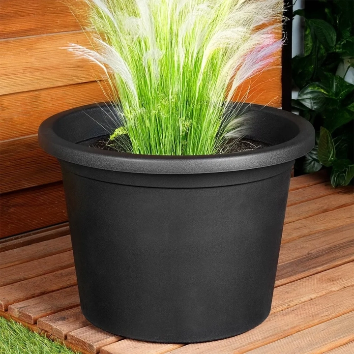 Doniczka ogrodowa plastikowa czarna okrągła 39 cm