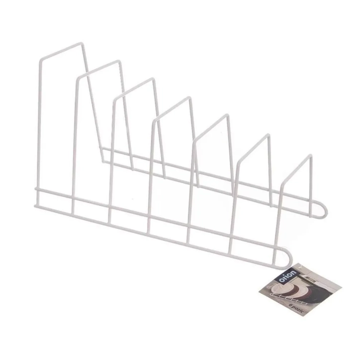 Stojak na pokrywki i talerze metalowy biały 34x17xx18,5 cm