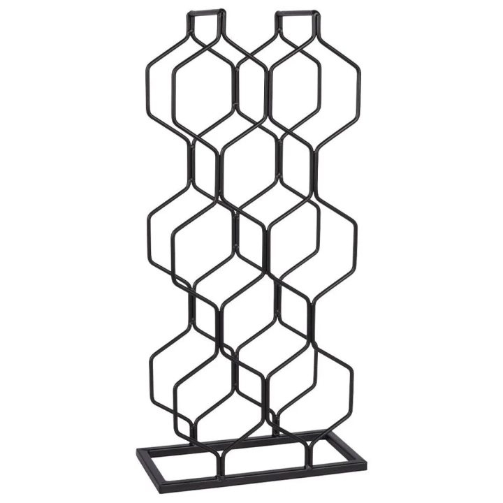 Stojak na wino metalowy czarny 8 butelek 23x48 cm