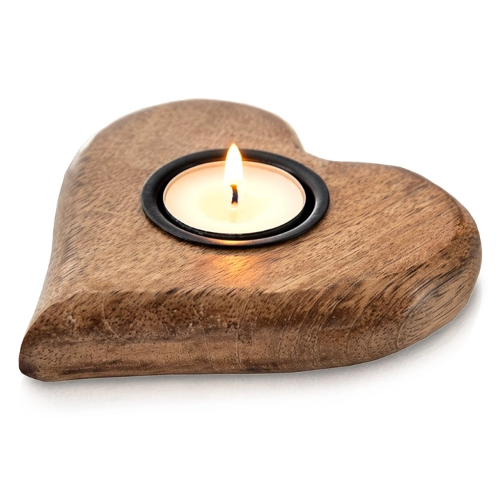 Świecznik drewniany na tealight MANGO 12,5x12 cm