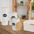 Pojemnik na żywność metalowy biały z bambusową pokrywką WHITELINE 800 ml