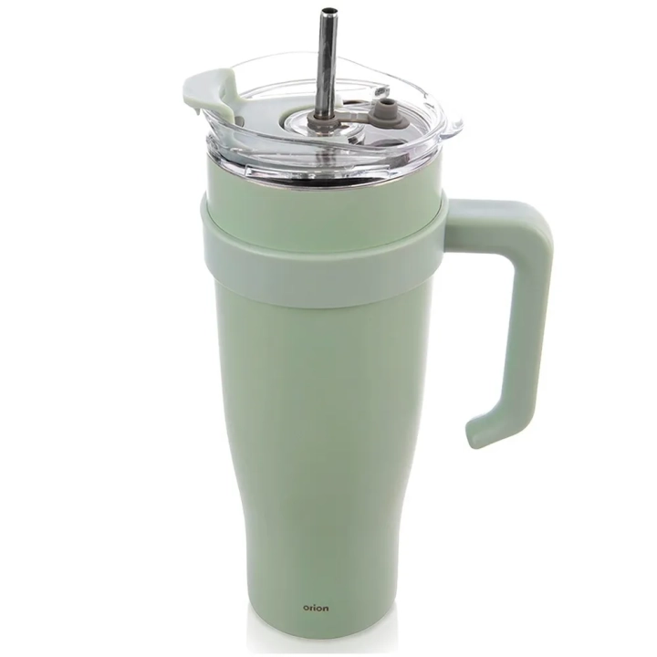 Kubek termiczny stalowy miętowy z uchwytem TERMO 1,2 l