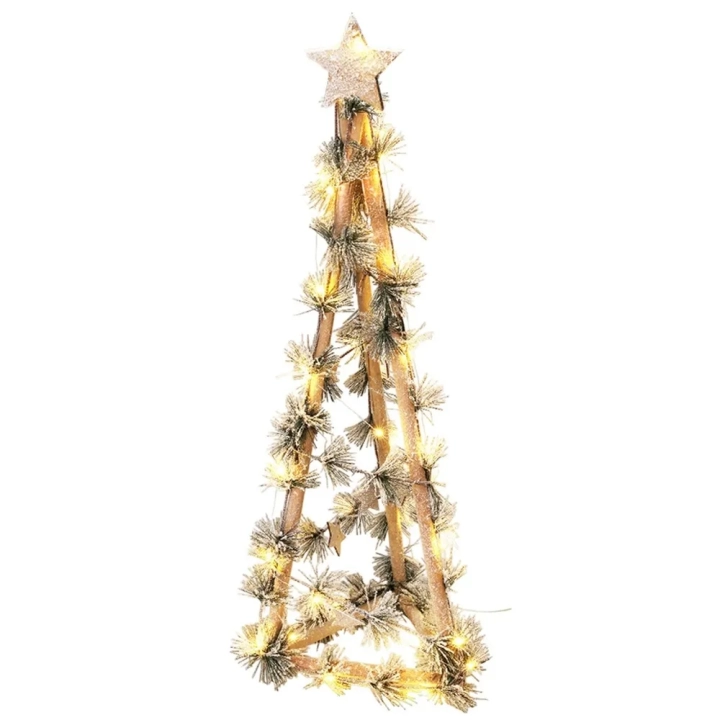 Choinka świecąca stożek drewniana 68 cm