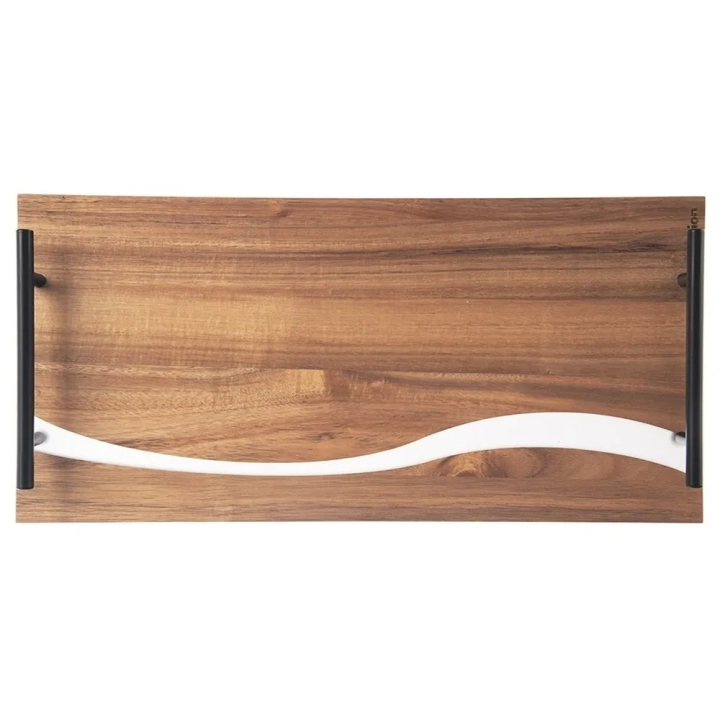 Taca do serwowania drewniana z uchwytami RIVER 42x20x4,5 cm
