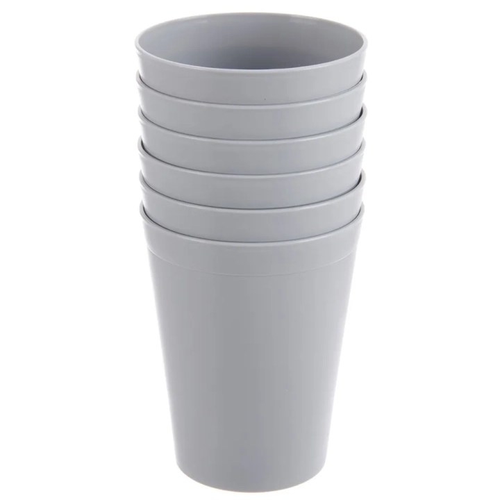 Kubki plastikowe szare SANDY 300 ml 6 szt.