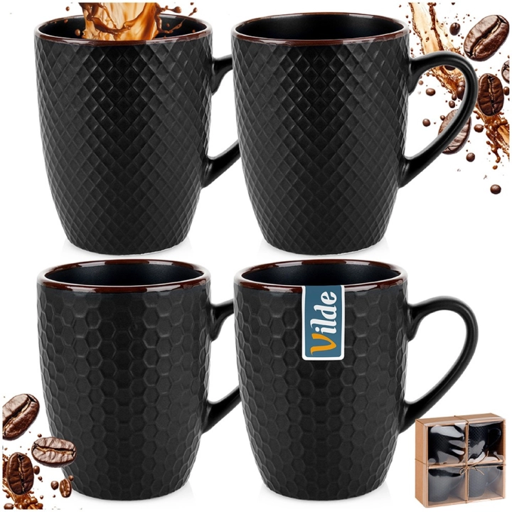 Kubki ceramiczne czarne 400 ml 4 szt.