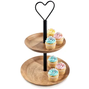 Patera drewniana 2-poziomowa MANGO 37 cm