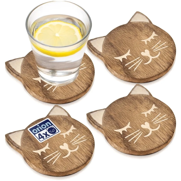 Podstawki pod kubek drewniane MANGO 10x11cm 4 szt.