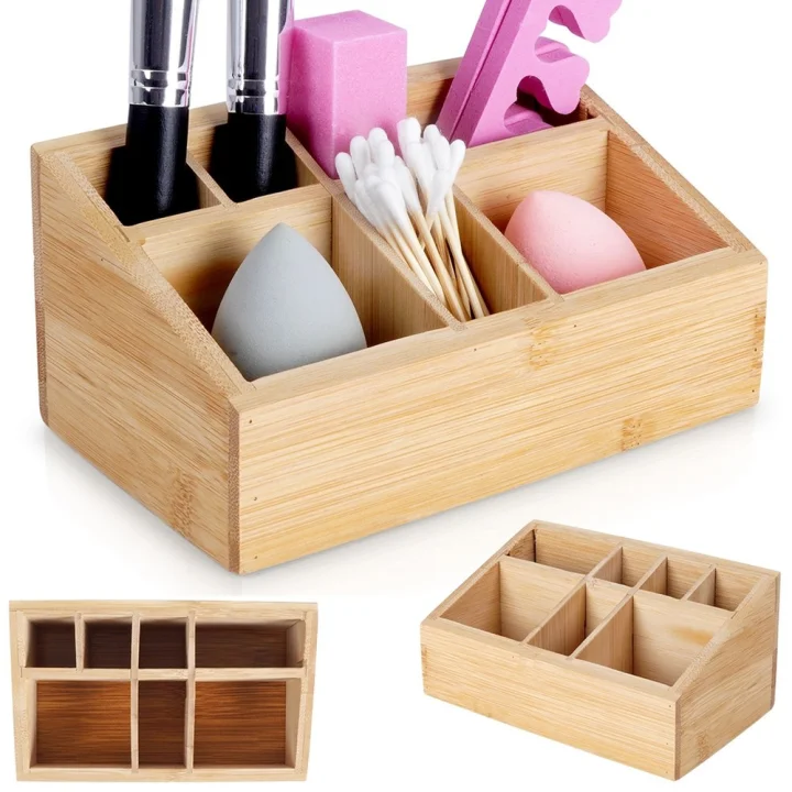 Organizer na kosmetyki do makijażu bambusowy 17x10x8 cm