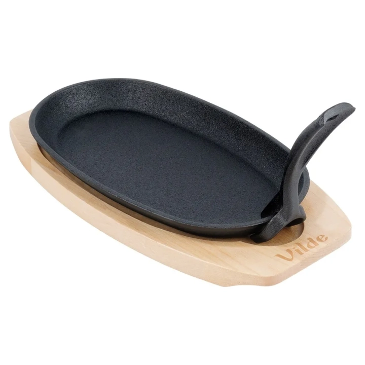 Patelnia do serwowania żeliwna z deską CAST LINE 24x14 cm