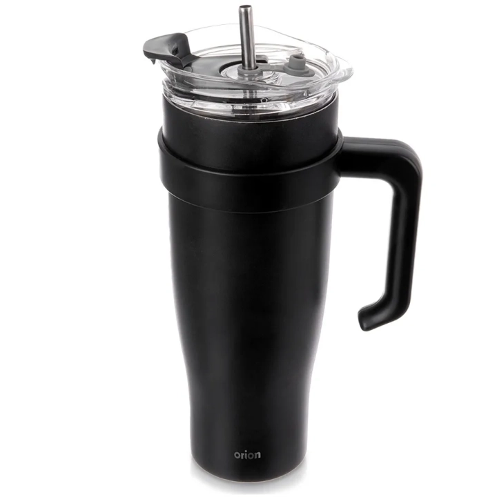 Kubek termiczny stalowy czarny z uchwytem TERMO 1,2 l