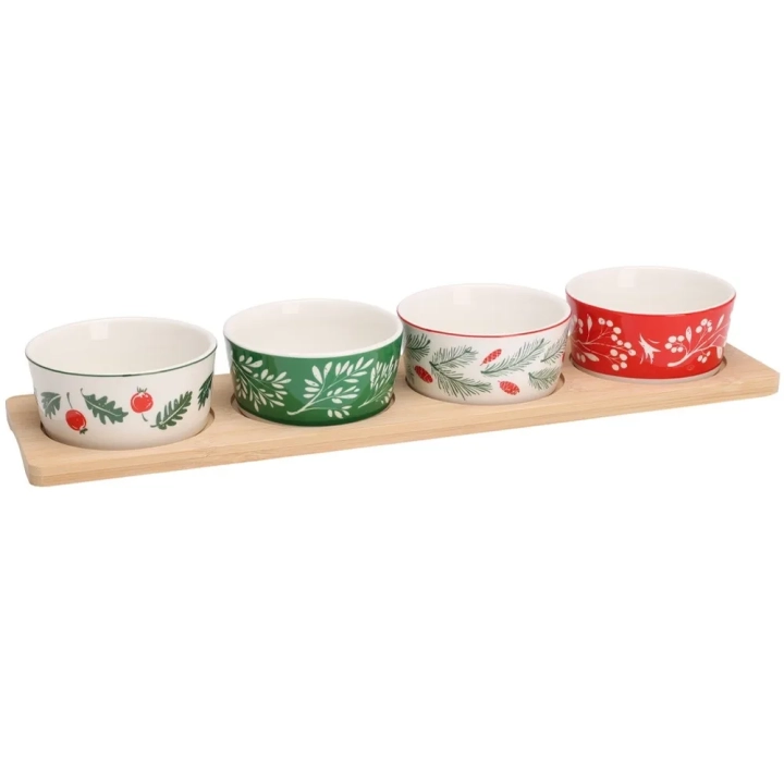 Miseczki na przekąski porcelanowe na tacy 5 el.