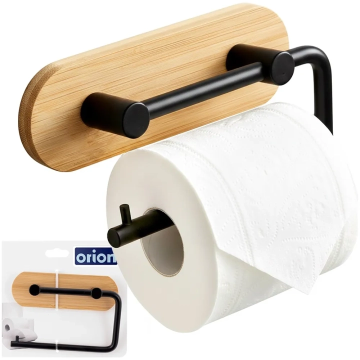 Uchwyt na papier toaletowy metalowy bambusowy czarny BLACK 13,5 cm