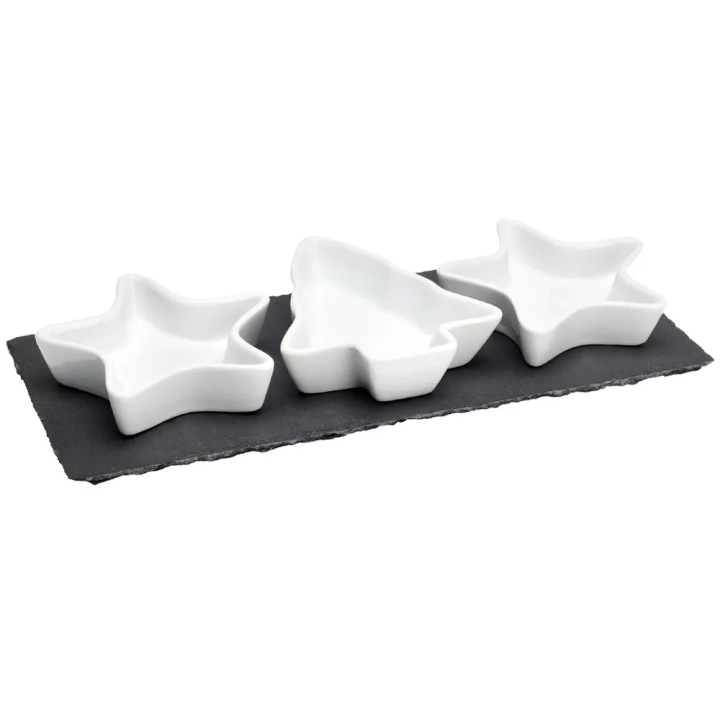 Miseczki na przekąski porcelanowe na tacy 4 el.