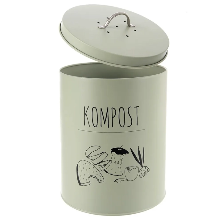 Kompostownik kuchenny z filtrem węglowym metalowy zielony GREENISH 8 l