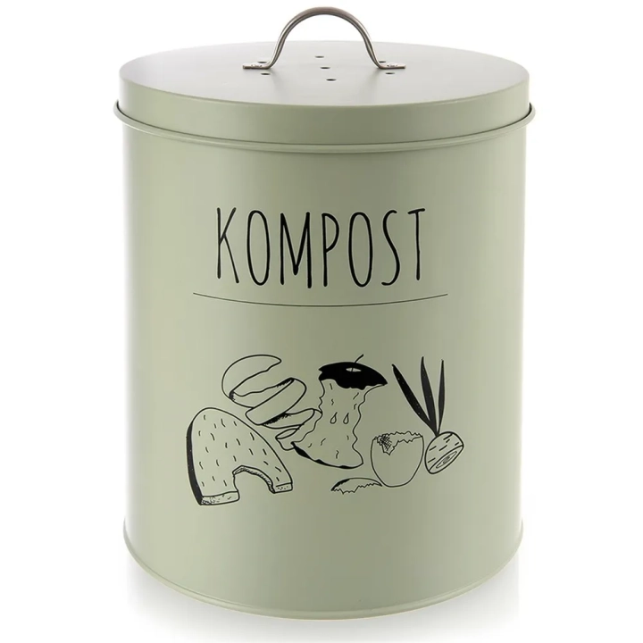 Kompostownik kuchenny z filtrem węglowym metalowy zielony GREENISH 8 l