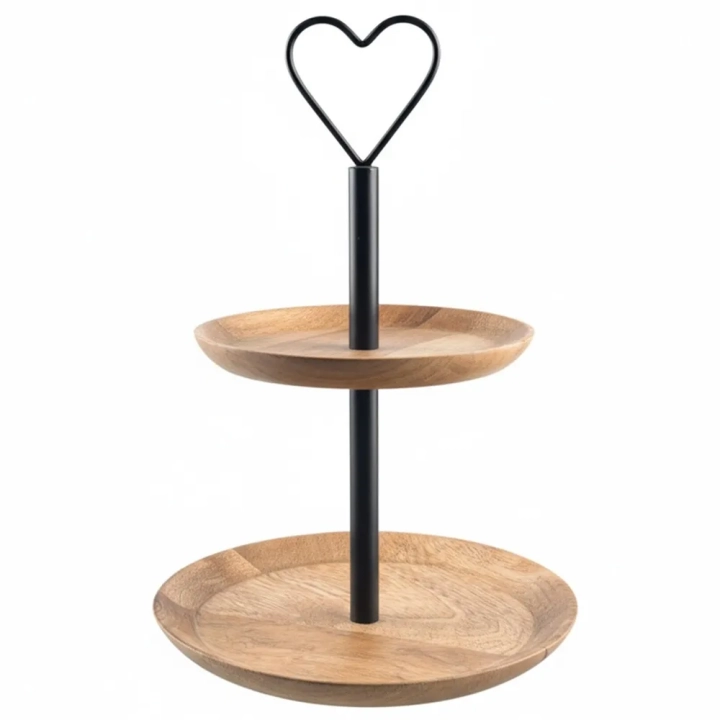 Patera drewniana 2-poziomowa MANGO 37 cm