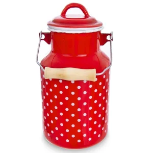Kanka na mleko emaliowana czerwona w grochy TECKA 2 l