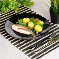 Talerze obiadowe płytkie szklane czarne 25,5 cm 6 szt.