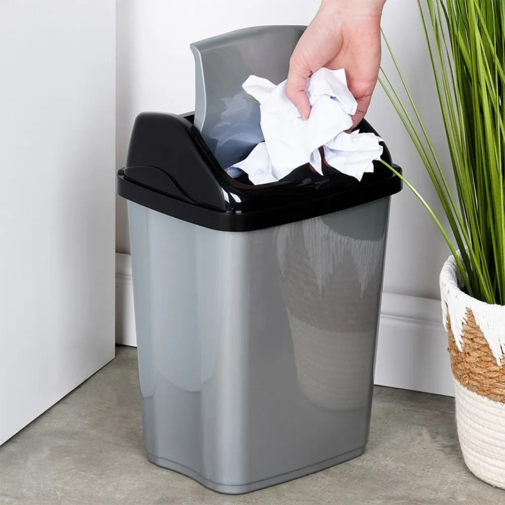 Kosz na śmieci plastikowy szary 10 l