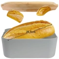 Chlebak z deską bambusową szary 33x18,5x12 cm
