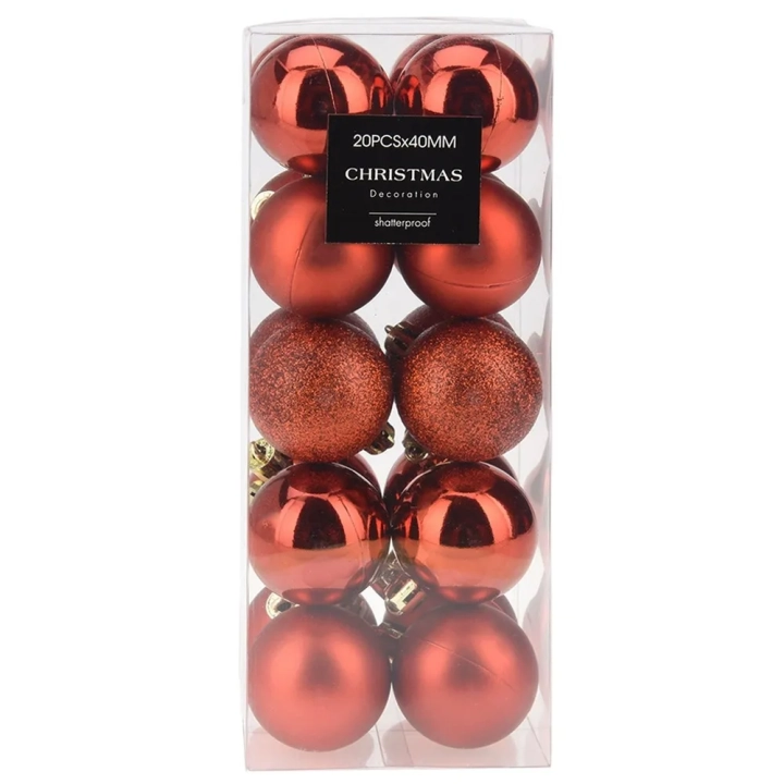 Bombki choinkowe nietłukące czerwone 4 cm 20 szt.