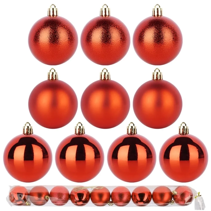 Bombki choinkowe nietłukące czerwone 6 cm 9 szt.