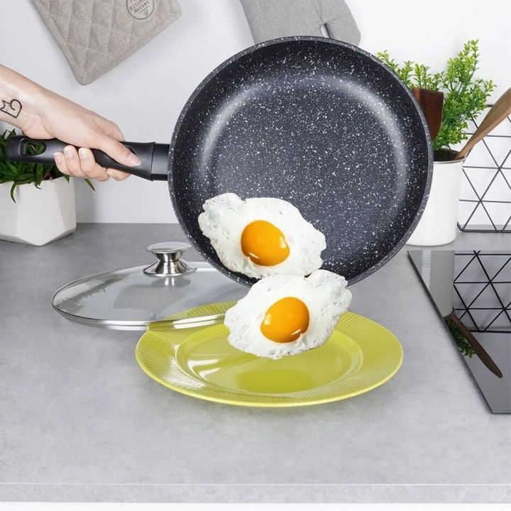 Patelnia granitowa ze szklaną pokrywką GRANDE 28 cm