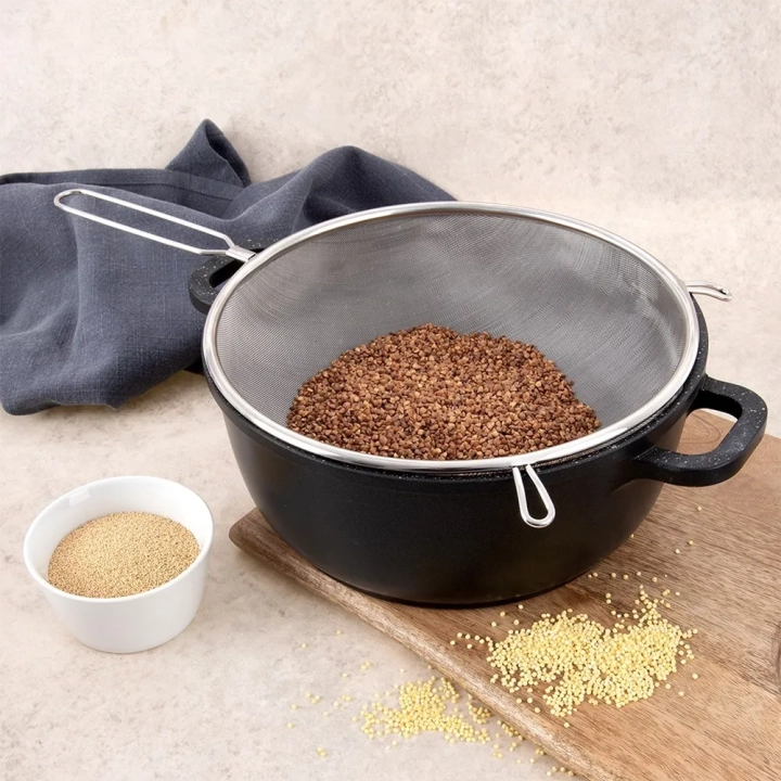 Sitko kuchenne stalowe z uchwytem 24,5 cm