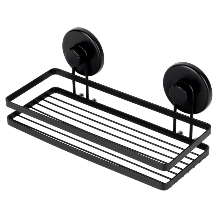 Półka pod prysznic metalowa czarna na przyssawki 25x10x8,5 cm