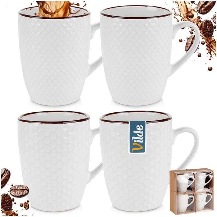 Kubki ceramiczne białe 400 ml 4 szt.