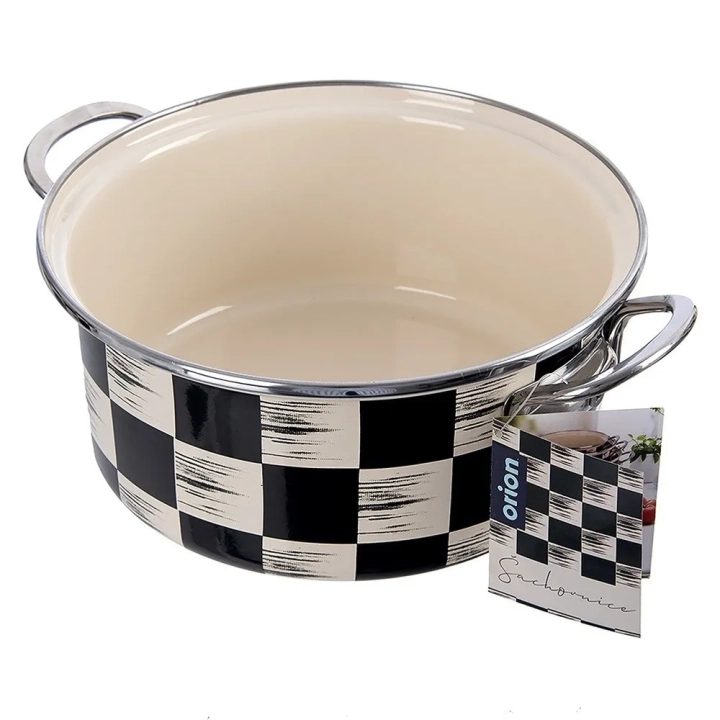 Garnek emaliowany SZACHOWNICA 22 cm, 3 l