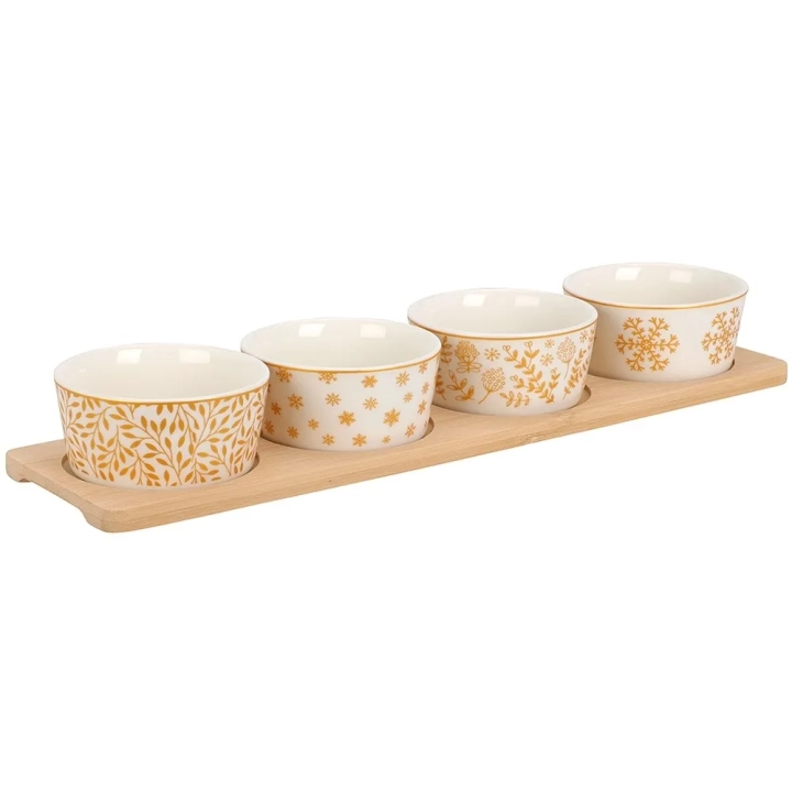 Miseczki na przekąski porcelanowe na tacy 5 el.