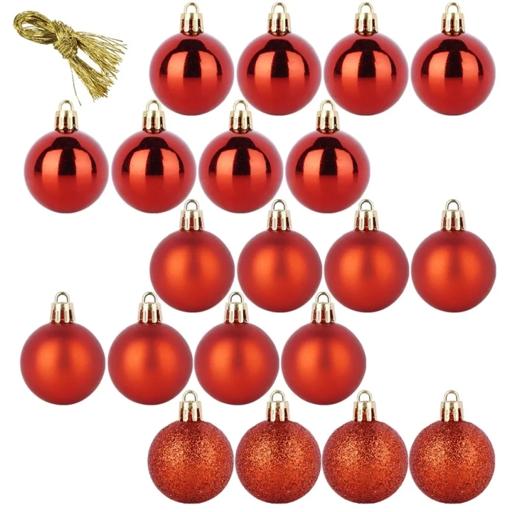 Bombki choinkowe nietłukące czerwone 4 cm 20 szt.