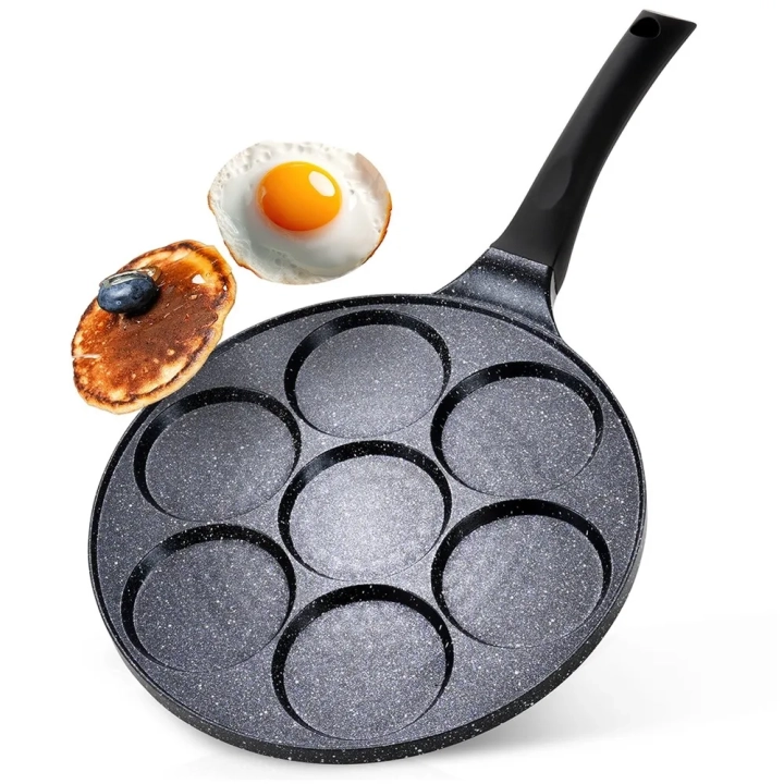 Patelnia do jajek granitowa 7 otworów BLACK LINE 26 cm