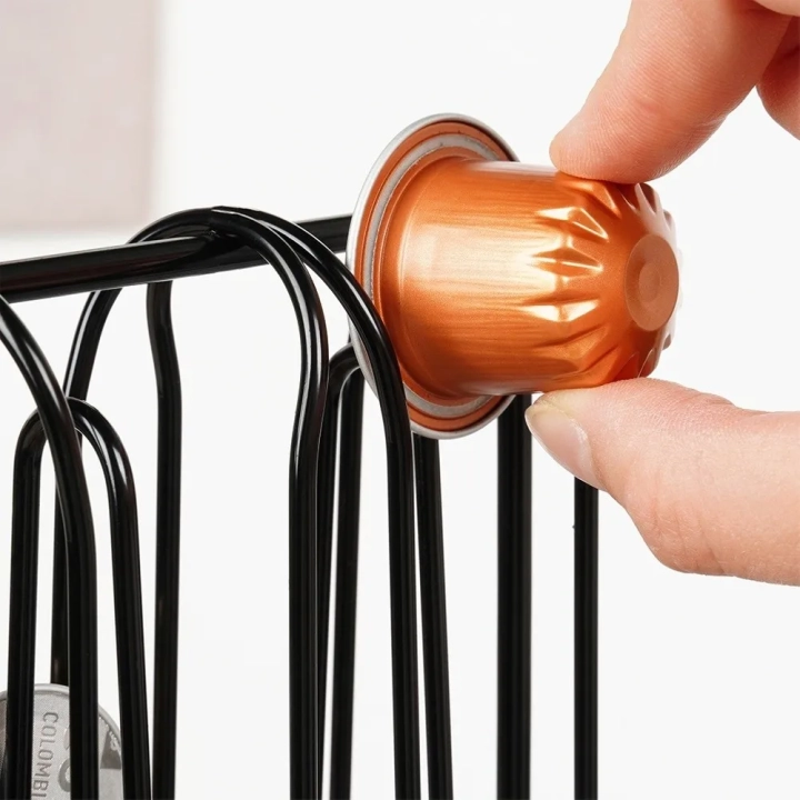Stojak na kapsułki do kawy Nespresso metalowy czarny 30 cm