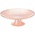 Patera na tort na nóżce szklana różowa 21 cm