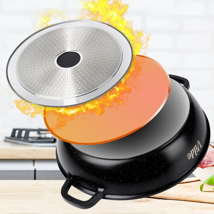 Patelnia granitowa głęboka ze szklaną pokrywką TERRUNA AROMA 32 cm, 4,7 l
