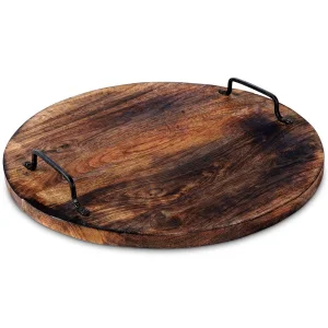 Taca do serwowania drewniana z uchwytami 39 cm